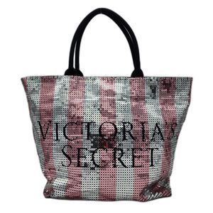 Victoria's Secret Sequin Striped Weekender Tote Bag